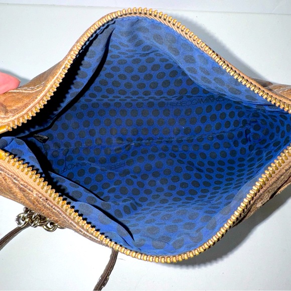 Rebecca Minkoff Mini MAC Convertible Crossbody Bag Taupe Gold Leather - Picture 12 of 15